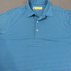 SHIRT GOLF POLO Donald Ross MENS LARGE Grn/NAVY Stripe Golfing Rugby PERFORMANCE